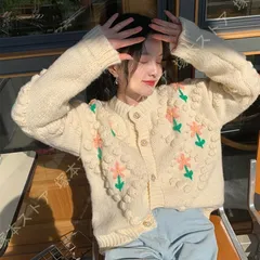 レディース カーディガン アウター 春 ニットカーディガン 無地 厚手 肩落ち ボタン 長袖 秋冬 ボタン ケーブル編み ニット トップス 体型カバー 着痩せ 上品