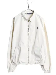 【お得なクーポン配布中!】 90s USA製 ポロ ラルフローレン コットン スイングトップ ジャケット メンズ L オールド ブルゾン フルジップ ワンポイント ジャンパー 白