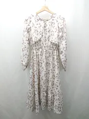 ◇ ⊂ paravion　パラビオン 長袖 ロング 装飾花柄ワンピース サイズ表記なし ホワイト系 レディース E  【1506300019418】