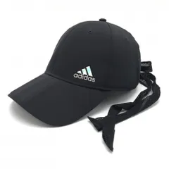 【美品】アディダス キャップ 黒 立体ロゴ つば3ライン 後ろリボン レディース ONE SIZE FITS WOMEN ゴルフウェア adidas