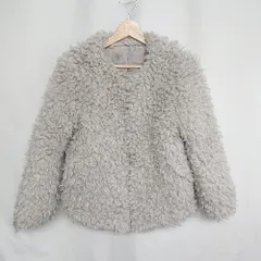 ◇ ⊇ DURAS デュラス ファー 長袖 ブルゾン サイズF グレー系 レディース E  【1409240042846】