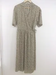 ◇ Lugnoncure 花柄 七分袖 ロング ラップ巻きワンピース サイズF グレー系 ライトベージュ系 レディース P  【中古】 【1209130003762】のサムネイル
