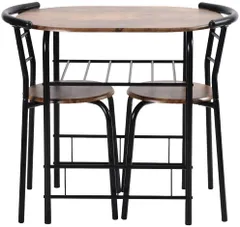 円形 ダイニング 3点セット ダイニングテーブル ダイニングセット 食卓 チェア2脚 コンパクトサイズ 2人掛け おしゃれ 木目調 コンパクト