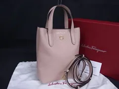 ■極美品■ Salvatore Ferragamo フェラガモ ガンチーニ レザー 2WAY ショルダーバッグ ハンドバッグ ポシェット ベージュ系 FJ5502