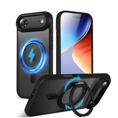 【新品】 QUEASON【iPhone 17Pro 用 MagSafe対応 ケース】360°回転スタンド ワイヤレス充電対応 いphone17pro 用 ケース リング付き 米軍MIL規格 アイフォン17pro 用 スマホケース magsafe 超強磁力  0