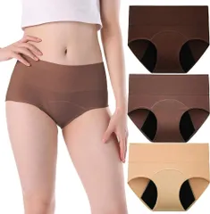 【INNERSY】サニタリーショーツ レディース Mサイズ 生理用ショーツ 下着 吸水ショーツ ハイウエスト R綿 生理用パンツ 女性用 大きいサイズ 昼夜用 漏れ防止 3枚セット Mサイズ GN R10157