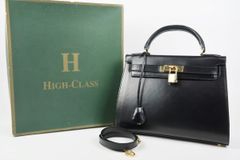 【美品】HIGH CLASS ハイクラス ケリー28型 2WAYショルダー ハンドバッグ ブラック【SQ42】