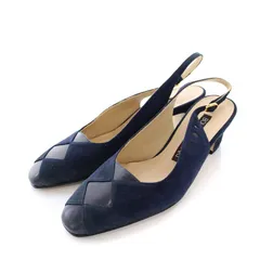 ブティックオーサキ BOUTIQUE OSAKI パンプス ローヒール スクエアトゥ スエード 靴 シューズ 23cm 紺 ネイビー /DK ■MA