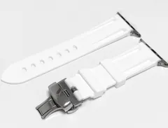 ホワイトシルバー★アップルウォッチ用　特殊処理済み　ラバーバンド　Apple Watch カスタム　ベルト　
38mm 40mm41mm42mm 44mm 45mm 49mm ウルトラ　SE SE2 ultra 全サイズ在庫あり
