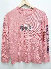 ◇ GAP ギャップ ロゴ入り ワッペン 長袖 Tシャツ カットソー サイズXXS レッド系 レディース P  【1406110023608】