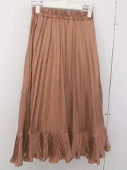 ◇ one after another NICE CLAUP ウエストゴム サテン調 膝下丈 プリーツ スカート サイズF オレンジ系 レディース  【中古】 【1206300001801】
