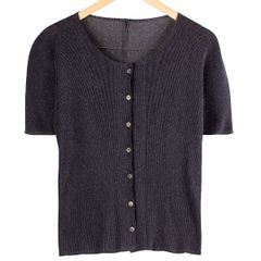 【ISSEY MIYAKE】 イッセイミヤケ PLEATS PLEASE プリーツプリーズ PP21-FO108 半袖 プリーツ カーディガン ダークグレー サイズ3 レディース 【中古品】 USED-A 【9356】