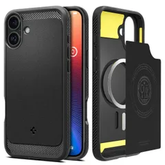 【新着商品】Spigen 【創業18年の技術力】iPhone 16 ケース MagSafe対応 耐衝撃TPU ソフト マット 米軍MIL規格 ラギッド・アーマー・マグフィット ACS08214 (マット・ブラック)