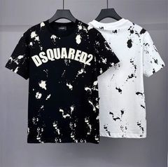 【DSQUARED2】ディースクエアード 2色選択可能 大人気 Ｔシャツ  男女兼用 春夏  半袖 黒 白 ブラック ホワイト ZXC214
