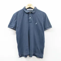 L/古着 ノーティカ 半袖 ブランド ポロ シャツ メンズ ワンポイントロゴ コットン 紺 ネイビー 25jul14 中古 トップス