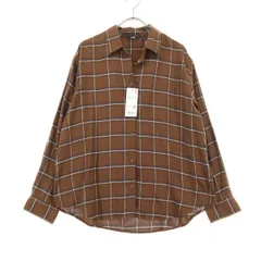 UNIQLO ユニクロ チェック柄 長袖 シャツ L ブラウン系 レディース 古着