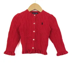 ラルフローレン カーディガン トップス 長袖 ケーブルニット ベビー 女の子用 24Mサイズ レッド RALPH LAUREN 【中古】