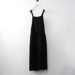 ARMEN ヘリンボーンリネン エプロンワンピース ジャンパースカート　ブラック ARMEN 〜LINEN HERRINGBONE APRON ONE PIECE〜,Narumi Trading