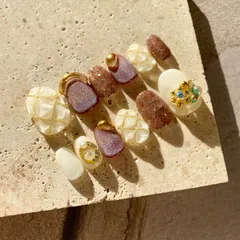 ネイルチップ　キルティングネイル　冬ネイル　マグネットネイル