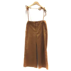 ローリーズファーム LOWRYS FARM ワイドパンツ アンクル丈 無地 サスペンダー付き M ライトブラウン /YS35 ■MO