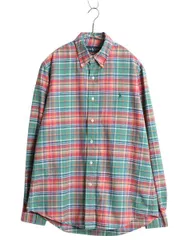 【お得なクーポン配布中!】 00s ラルフローレン チェック 長袖 ボタンダウン シャツ メンズ M オールド ポロ 長袖シャツ オックスフォード コットン マルチカラー 細身