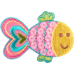魚アイロンワッペン　入園入学　幼稚園　保育園　小学校　ハンドメイド　手芸　スモック　幼稚園準備　人気　可愛い　海