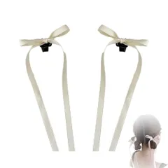 リボン 韓国系スタイル リボン フランス風 甘い ヘアアクセ 雰囲気 誕生日 発表会 ベロア 花火大会 入学式 成人式 FUGSHIYI 2個セット (ホワイト)