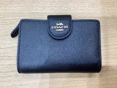 KA817 COACH ゴールドメタリックロゴ レザー二つ折り財布