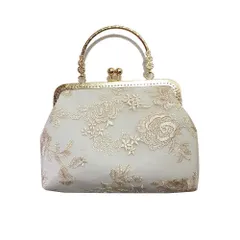 【新着商品】麻 可愛い パーティー 手つくり ショルダーバック 入学・卒業式 謝恩会 レース ゴールド2 レトロ 大きめ 結婚式 [C-astle]クラッチバック