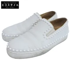 Christian Louboutin クリスチャンルブタン Christian Louboutin クリスチャンルブタン PIKBOAT レザー スパイク スリッポン スニーカー シューズ メンズ 白 ホワイト 41 1/2 41.5
