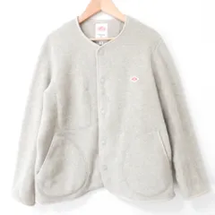 美品 DANTON ダントン ノーカラー フリースジャケット カーディガン JD-8911 34 ベージュ レディース 古着 中古 USED