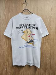 【US古着】90s Hans Operation Desert Storm T-Shirt | 90年代タグ ヘインズ デザートストーム作戦 砂漠の嵐作戦 イーグル 記念 プリント 半袖 Tシャツ シングルステッチ ホワイト M