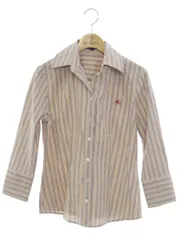 バーバリーロンドン FEA24-007-14 ブラウス 40 ベージュ ロゴ刺繍 ノバチェック IT7I0R2PHJ4G