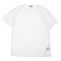 【美品】 ディオール オブリーク トロッター ロゴ 総柄 シースルー シアー Tシャツ 半袖 カットソー メンズ サイズ  M ホワイト 白 イタリア製 Dior