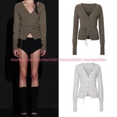 【日本未入荷】BOHEMIAN SEOUL BUTTON V-NECK KNIT CARDIGAN ❤︎ ボヘミアンソウル bohemseo カーキブラウン ホワイト トップス カットソー 長袖 ニット カーディガン y2k ストリート シズニルック 韓国