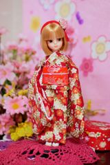 復刻版初代リカちゃん着物　被布セット 復刻版初代リカちゃんサイズ 着物セット ＜バラ園＞ - musstock