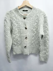 ◇ ⊇ Meridian メリディアン ケーブル編み 長袖 ニット カーディガン 表記なし ライトグレー系 レディース E  【1507230014511】