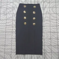 ◇ Θ 美品 ZARA ザラ シンプル系 膝丈 ゴールドボタンペンシル スカート サイズXS ブラック系 レディース E  【1508200019970】
