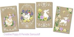 ★2024NEW★🟦⬜🟥クロスステッチ チャート 図案🔶4 Spring Card Motifs🔶🐣◆４つの春のカードモチーフ◆ フランス 輸入クロスステッチ サモイロフ ペレット・サモイロフ ペレッテ サモさん 刺繍 可愛い
