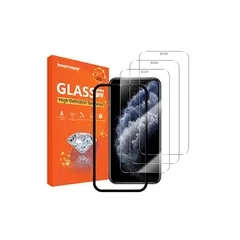 seninhi [3パック iPhone 11 pro/X/XS 5.8インチ用スクリーンプロテクター 3パック 強化ガラススクリーンプロテクター [取り付け簡単フレーム付き] [硬度9H] [傷防止] [気泡なし] - クリア 1