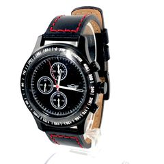 BMW MINI JCW ミニクーパー TACHYMETER タキメーター QZ/SS レザー ブラック文字盤 メンズ腕時計 稼働品【OE-809】