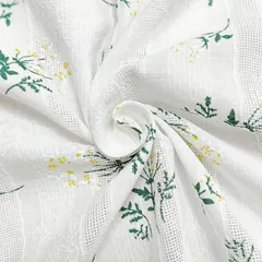moonfarm 花柄 コットン 生地 選べる6色 幅1.4m 綿100％ ジャガード 手芸 レース フラワー 布(ホワイト,  1m)のサムネイル