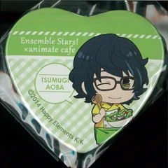 animate cafe あんさんぶるスターズ 青葉つむぎ 夢ノ咲コック トレーディング ハート型 缶バッジ