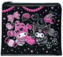 【中古】バッグ マイメロディ＆クロミ(ブラック/真顔) フラットポーチ 「Happyくじ My Melody ＆ Kuromi 50th＆20th Anniversaries」 E賞