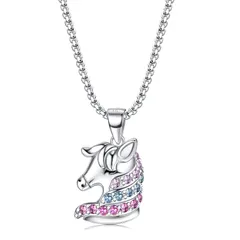 【在庫セール】[JeryWe] 幸運の馬 ネックレス レディース 可愛い アクセサリー シルバー925 ペンダント 銀色 ジュエリー ステンレス チェーン 金属アレルギー対応 誕生日 プレゼント 女性 馬好き