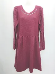 ◇ THE EMPORIUM ジエンポリアム 長袖 ミニ丈 ワンピース サイズL レッド系 レディース P  【1407100047192】のサムネイル