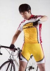 [중고]생사진(남성) 오야마 마사시(타쇼 신)/무릎 위·의상 유니폼·자전거·왼손 구·캐릭터 샷/무대[약충 페달] 인터하이편 The Second Order 브로마이드