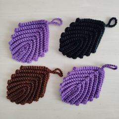 アクリルたわし：掃除に便利な４枚セット《葉っぱ》ハンドメイド