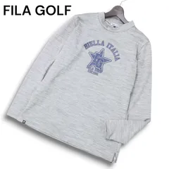 FILA GOLF フィラ ゴルフ 秋冬 BIELLA ITALIA スター プリント★ 裏起毛 長袖 モックネック シャツ Sz.L　メンズ グレー