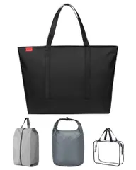 [alacorta] ジム トートバッグ メンズ サブバッグ3点セット付き 【防臭防汚】【収納性】【セットアップ】 トレーニング フィットネス スポーツ ランニング ゴルフ テニス バドミントン 卓球 旅行 出張 (ブラック) [ブラック]